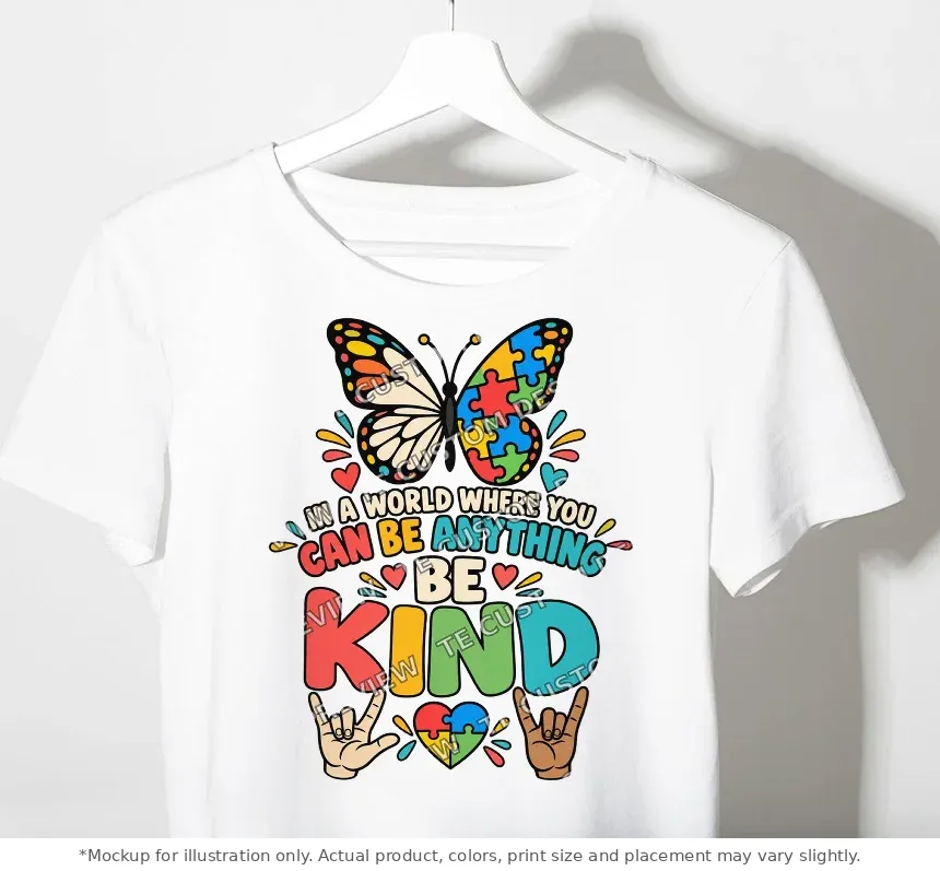 White tee mockup, on a hanger