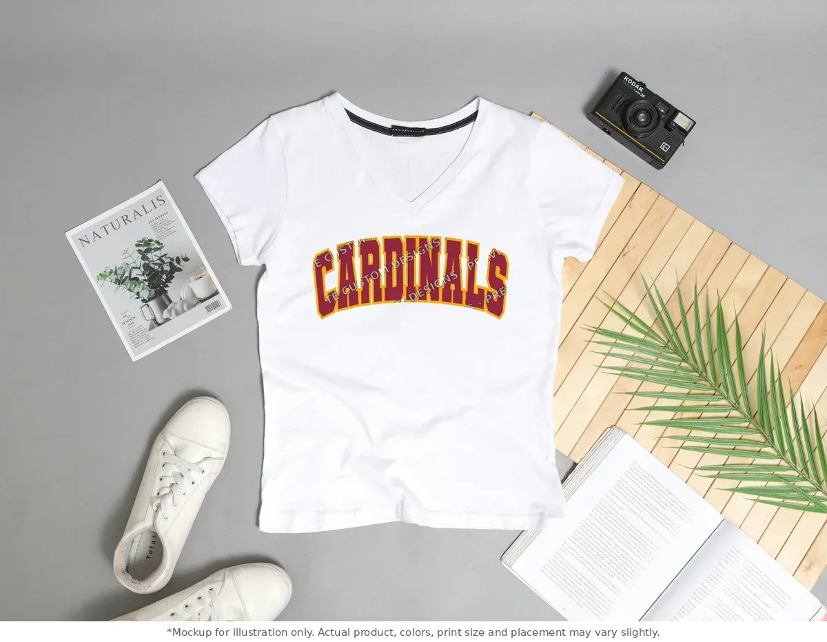 White tee mockup, flat lay with props