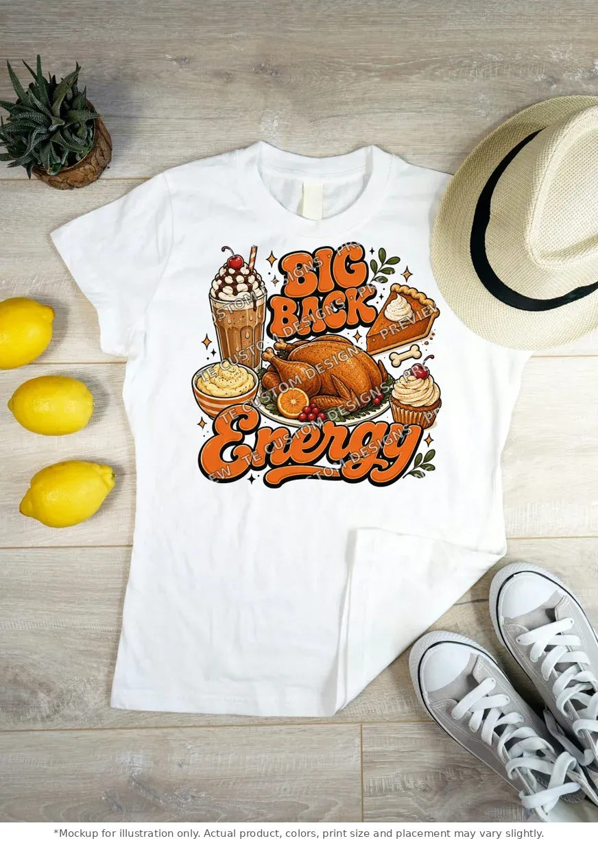 White tee mockup, flat lay on wood