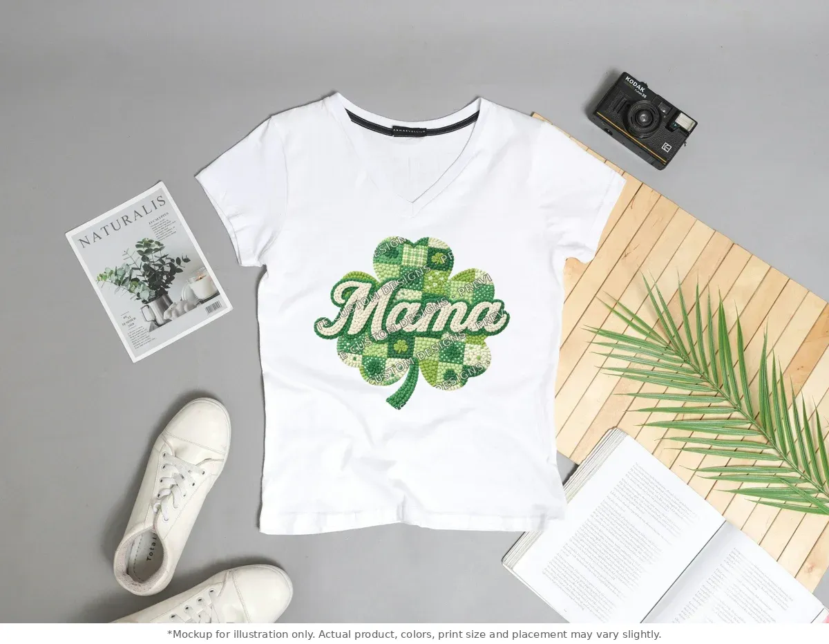 White tee mockup, flat lay with props