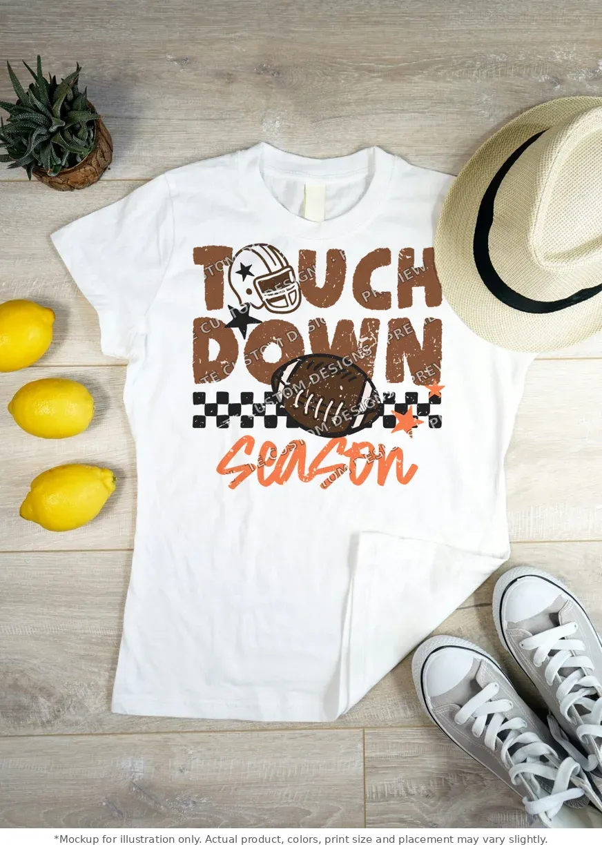White tee mockup, flat lay on wood