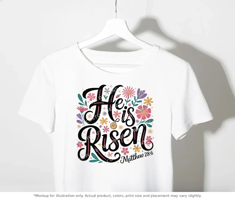 White tee mockup, on a clothes rack
