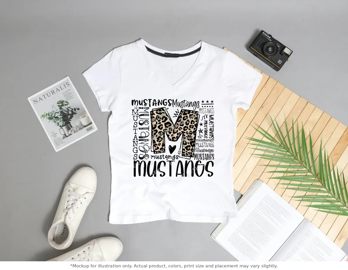 White tee mockup, flat lay with props