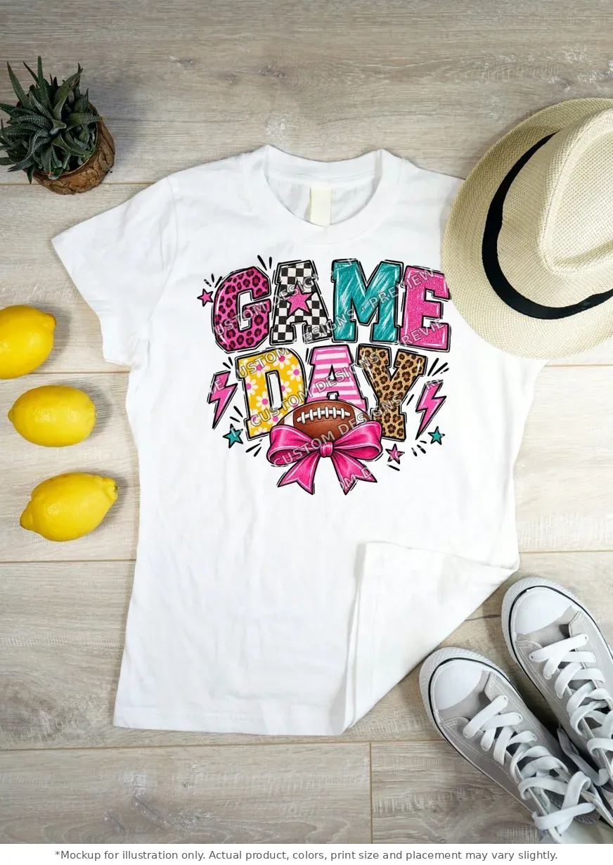 White tee mockup, flat lay on wood