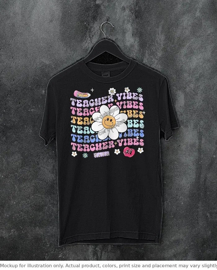 Black tee mockup, on a hanger, concrete wall