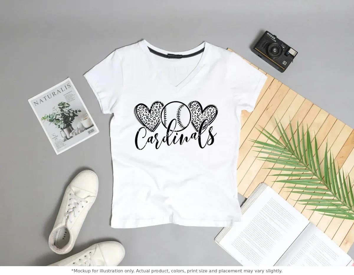 White tee mockup, flat lay with props