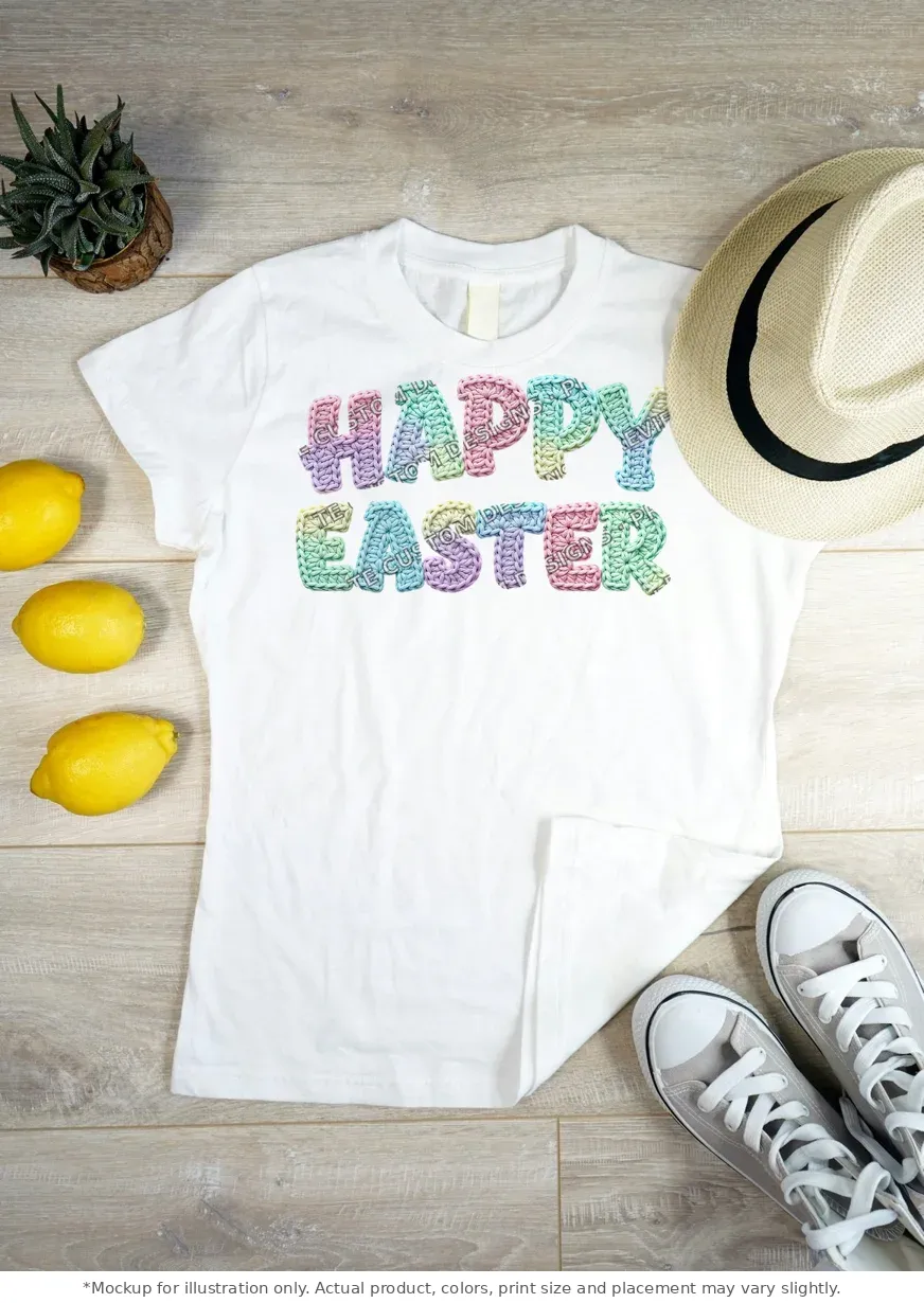 White tee mockup, flat lay on wood